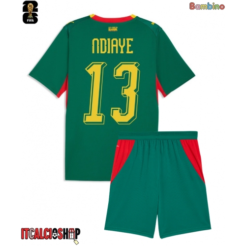 Senegal Iliman Ndiaye #13 Seconda Maglia Bambino Mondiali 2026 Manica Corta (+ Pantaloni corti)